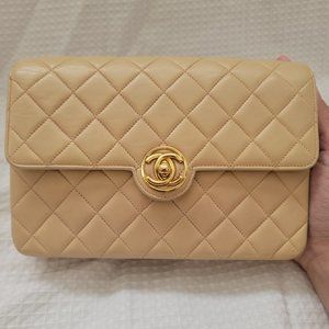 Chanel Circle CC Lock Beige Half Flap